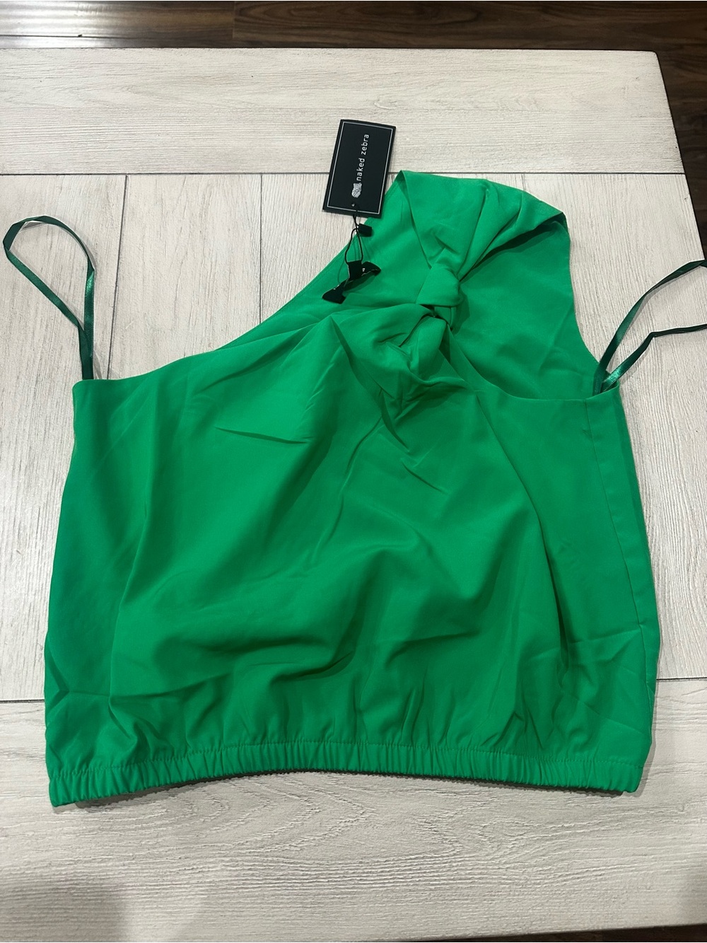 Naked Zebra Emerald One-Shoulder Knot Tank